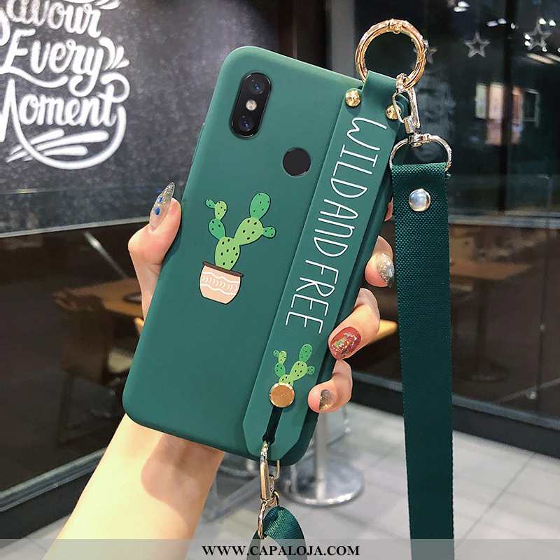 Capas Xiaomi Mi 8 Silicone Strapback Protetoras Cactus Verde, Capa Xiaomi Mi 8 Cordao Baratos