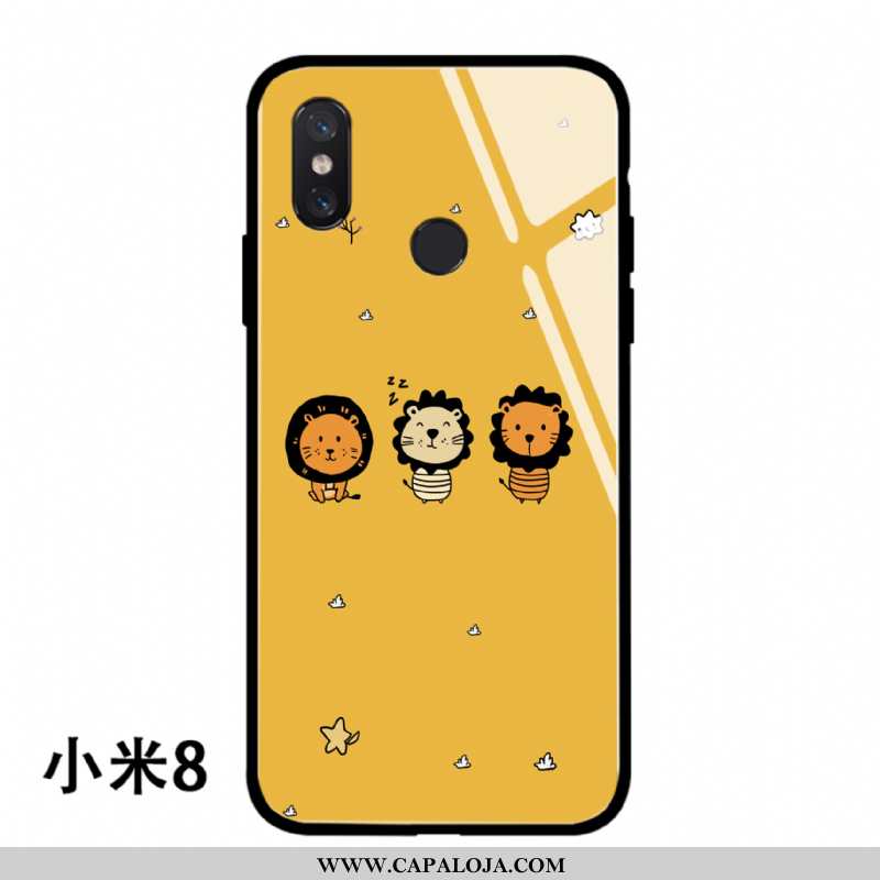 Capas Xiaomi Mi 8 Silicone Telemóvel Nova Amarelo, Capa Xiaomi Mi 8 Vidro Baratas