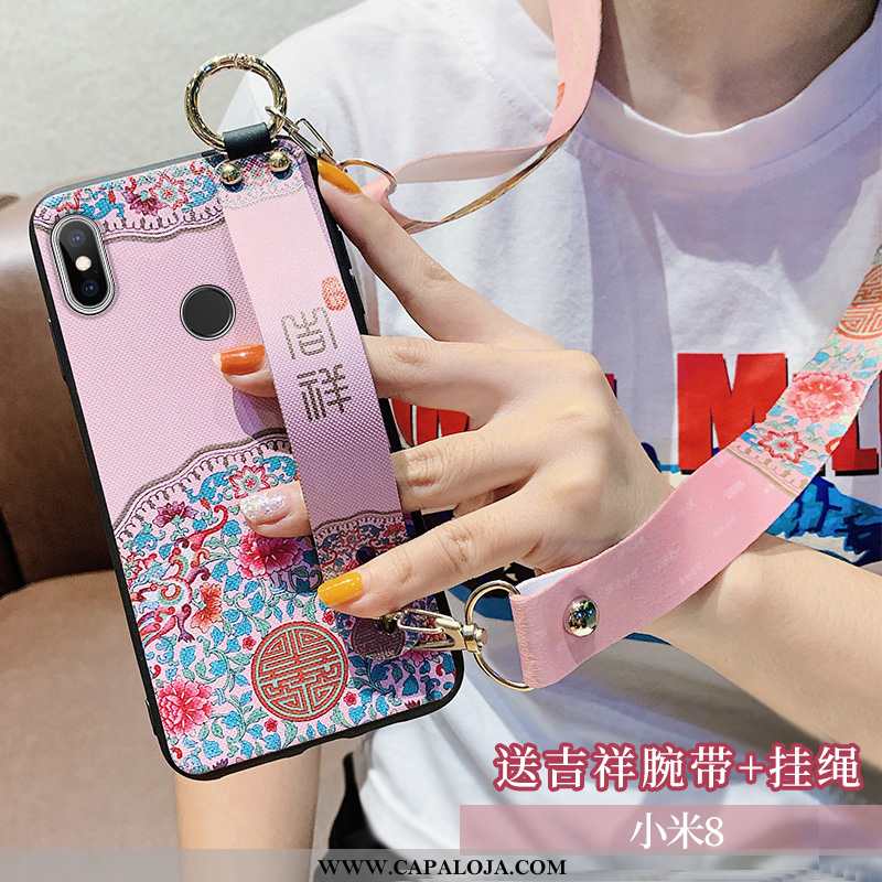 Capas Xiaomi Mi 8 Silicone Wrisband Primavera Vermelha Rosa, Capa Xiaomi Mi 8 Cordao Promoção