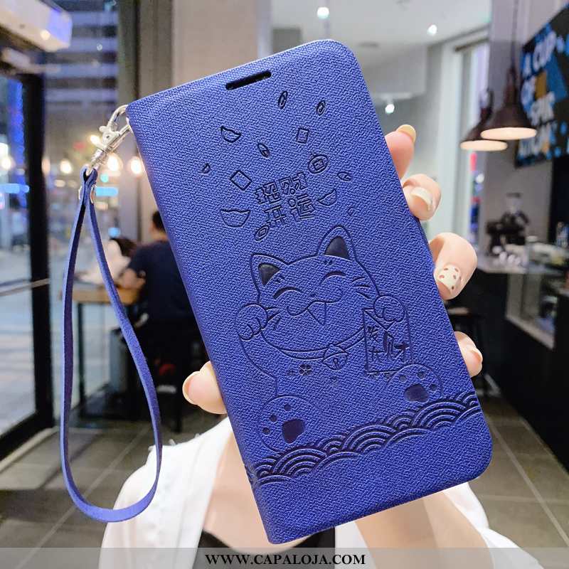 Capas Xiaomi Mi 9 Lite Couro Silicone Retro Telinha Azul, Capa Xiaomi Mi 9 Lite Protetoras Baratos