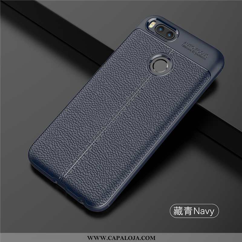 Capas Xiaomi Mi A1 Criativas Telinha Couro Azul Escuro, Capa Xiaomi Mi A1 Slim Baratas