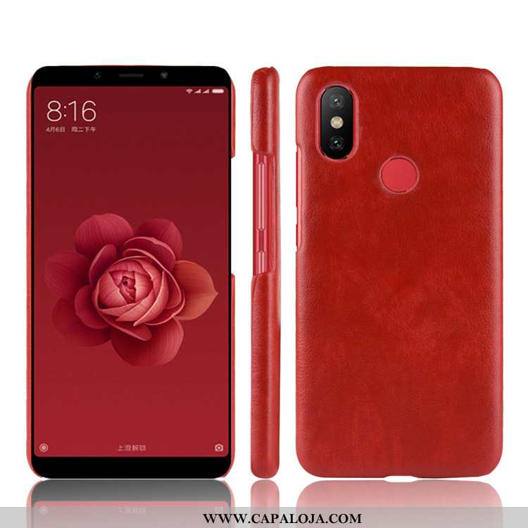 Capas Xiaomi Mi A2 Couro Cases Telemóvel Vermelho, Capa Xiaomi Mi A2 Pequena Baratas