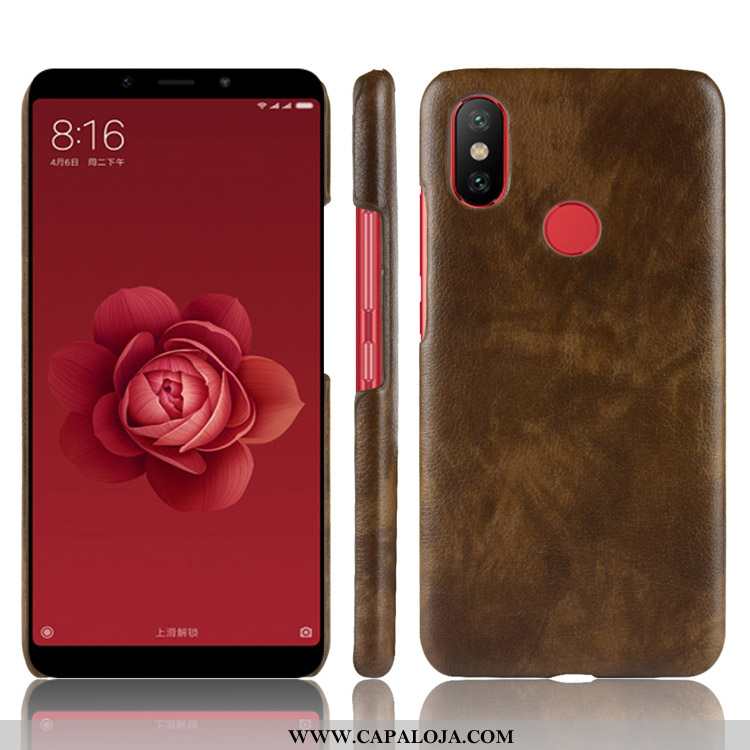 Capas Xiaomi Mi A2 Couro Cases Telemóvel Vermelho, Capa Xiaomi Mi A2 Pequena Baratas