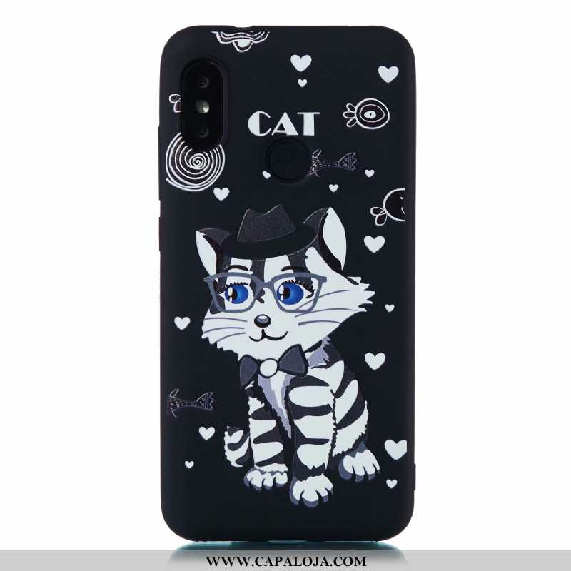 Capas Xiaomi Mi A2 Lite Desenho Animado Completa Cases Telemóvel Preto, Capa Xiaomi Mi A2 Lite Soft 