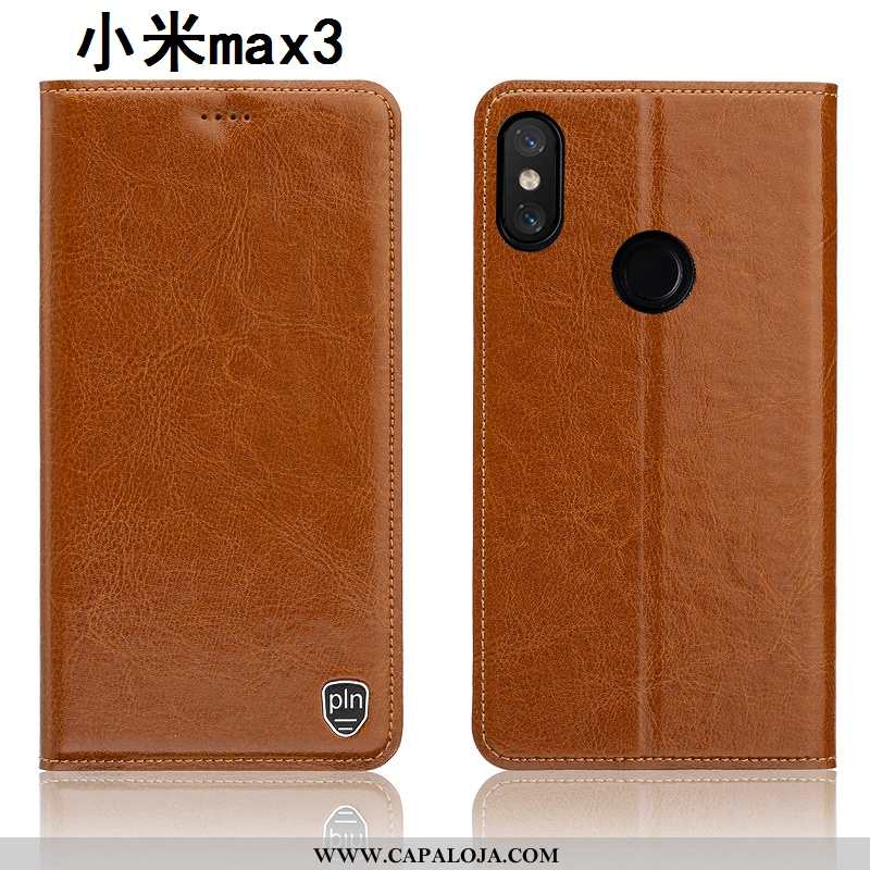 Capas Xiaomi Mi Max 3 Protetoras Couro Completa Castanho, Capa Xiaomi Mi Max 3 Couro Genuíno Promoçã