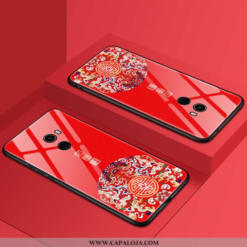 Capas Xiaomi Mi Mix 2 Criativas Feminino Aço Fosco Vermelho, Capa Xiaomi Mi Mix 2 Fofas Baratas