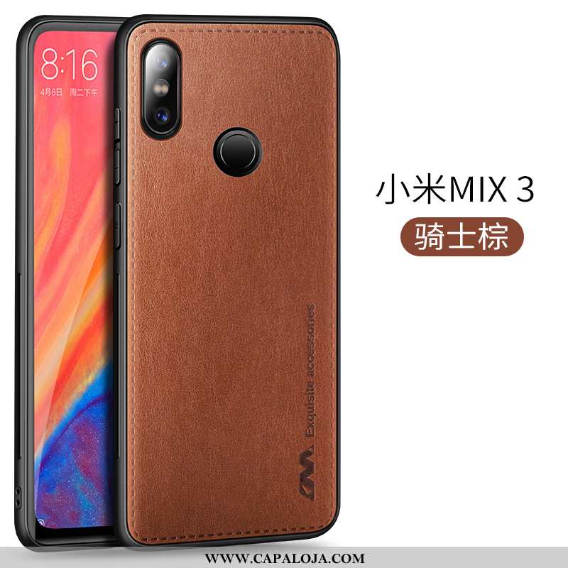 Capas Xiaomi Mi Mix 3 Criativas Couro Imã Original Castanho, Capa Xiaomi Mi Mix 3 Slim Baratos