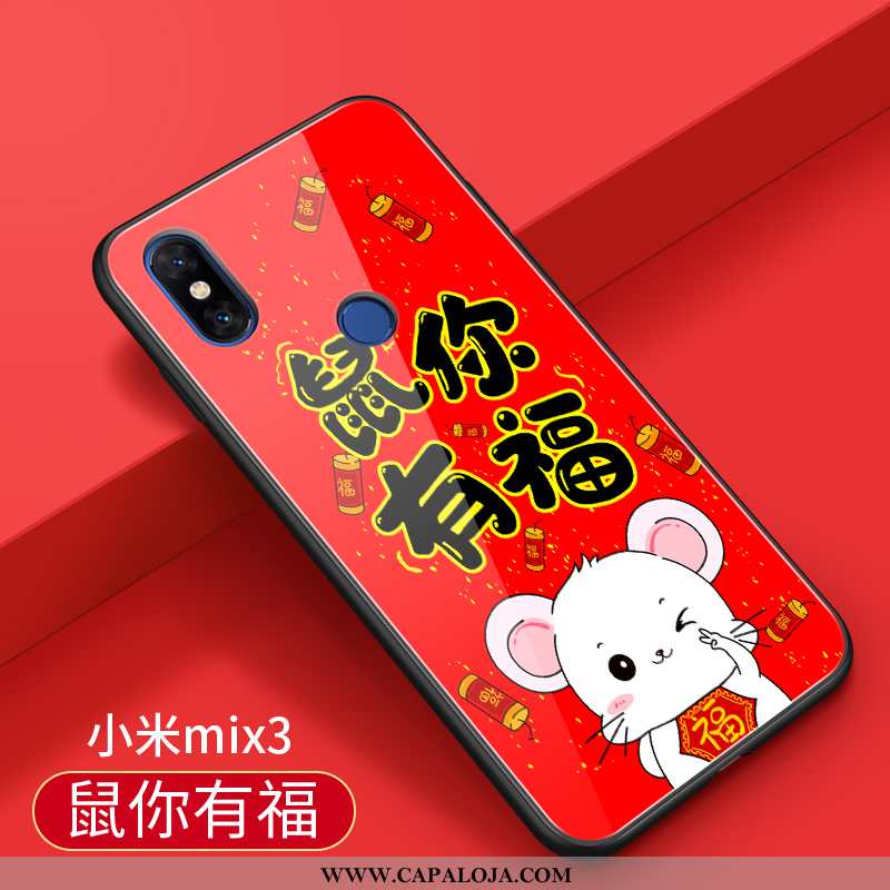 Capas Xiaomi Mi Mix 3 Vidro Slim Soft Criativas Vermelho, Capa Xiaomi Mi Mix 3 Personalizada Barato