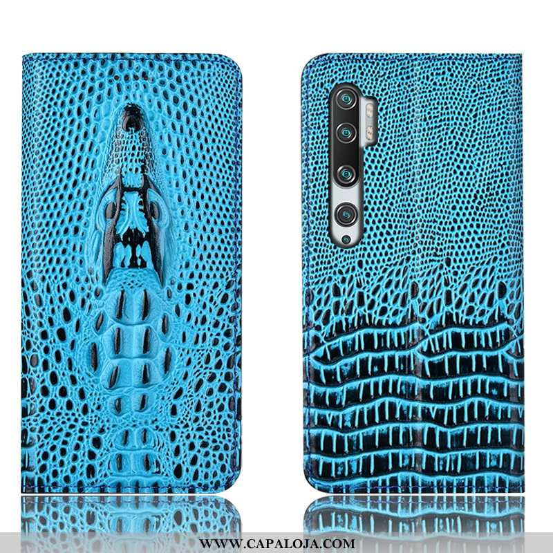 Capas Xiaomi Mi Note 10 Couro Genuíno Cases Crocs Marrom Castanho, Capa Xiaomi Mi Note 10 Protetoras