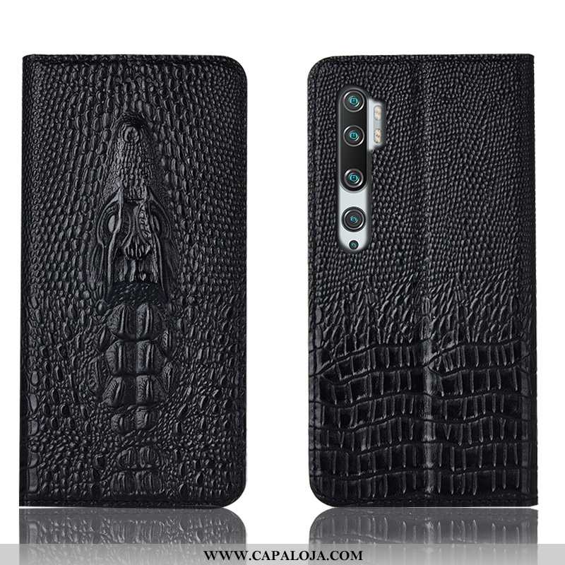 Capas Xiaomi Mi Note 10 Couro Genuíno Cases Crocs Marrom Castanho, Capa Xiaomi Mi Note 10 Protetoras