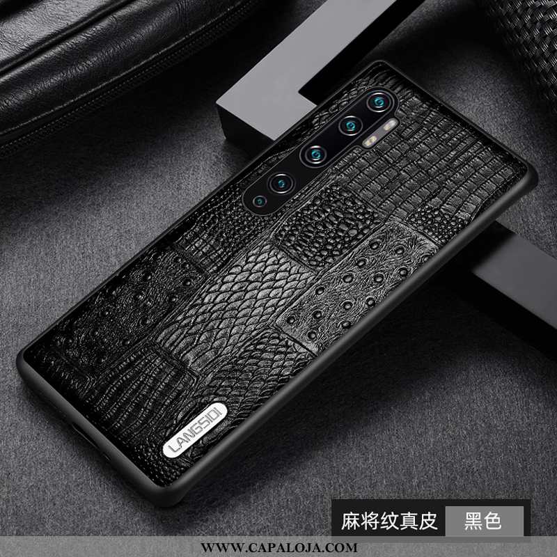 Capas Xiaomi Mi Note 10 Couro Legitimo Negócio Protetoras Telinha Preto, Capa Xiaomi Mi Note 10 Cour