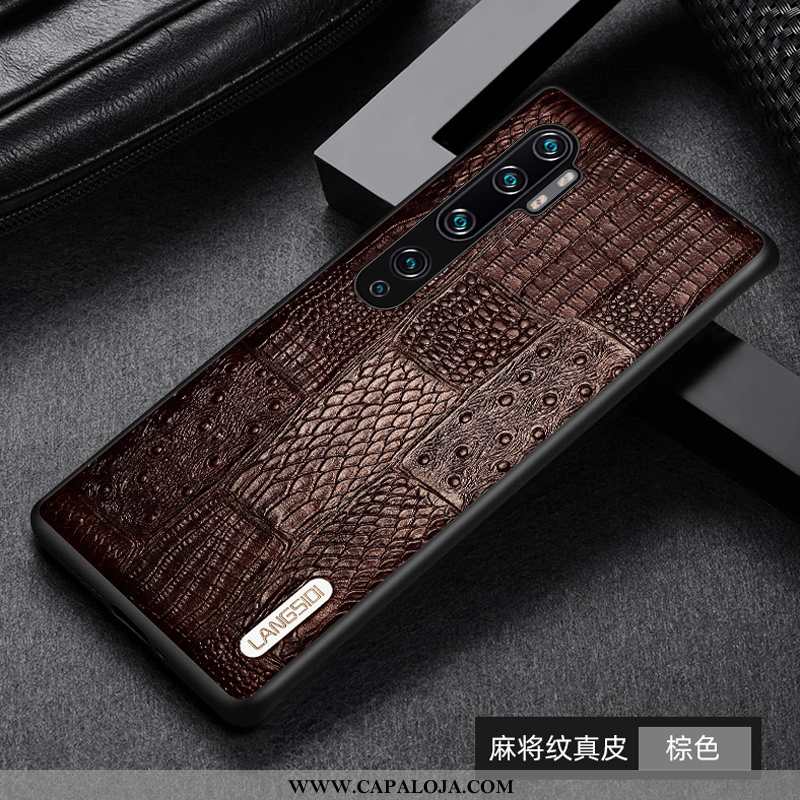 Capas Xiaomi Mi Note 10 Couro Legitimo Resistente Masculino Castanho, Capa Xiaomi Mi Note 10 Slim Ba