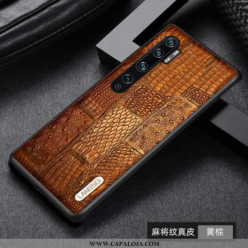 Capas Xiaomi Mi Note 10 Couro Legitimo Resistente Masculino Castanho, Capa Xiaomi Mi Note 10 Slim Ba