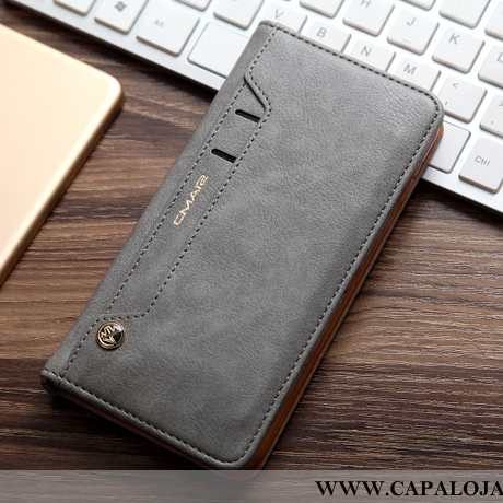 Capas Xiaomi Mi Note 10 Couro Telemóvel Cases Cinza, Capa Xiaomi Mi Note 10 Protetoras Promoção