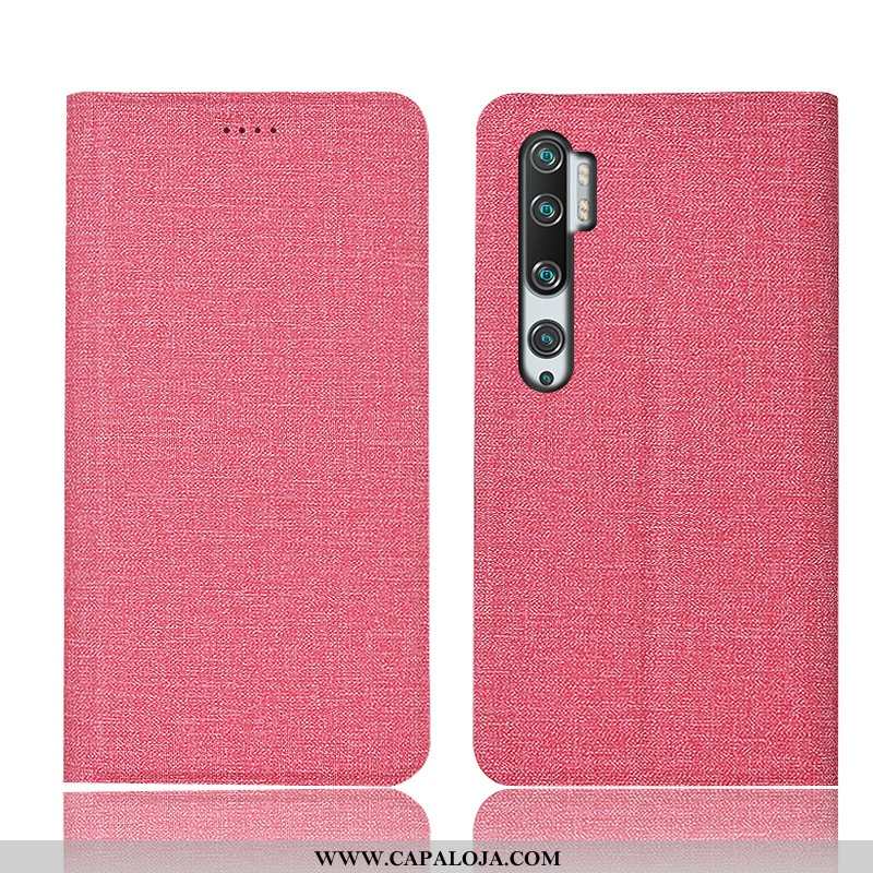 Capas Xiaomi Mi Note 10 Linho Antiqueda Telinha Vermelha Castanho, Capa Xiaomi Mi Note 10 Couro Bara