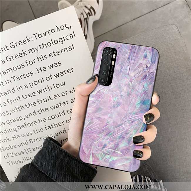 Capas Xiaomi Mi Note 10 Lite Primavera Telemóvel Coração Malha Roxo, Capa Xiaomi Mi Note 10 Lite Peq