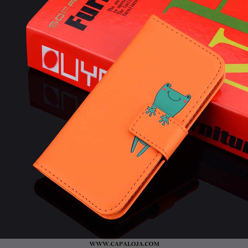 Capas Xiaomi Mi Note 10 Soft Desenho Animado Antiqueda Couro Laranja, Capa Xiaomi Mi Note 10 Proteto