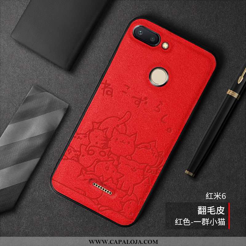 Capas Xiaomi Redmi 6 Desenho Animado Telemóvel Cases Pelucia Vermelho, Capa Xiaomi Redmi 6 Bonitos B