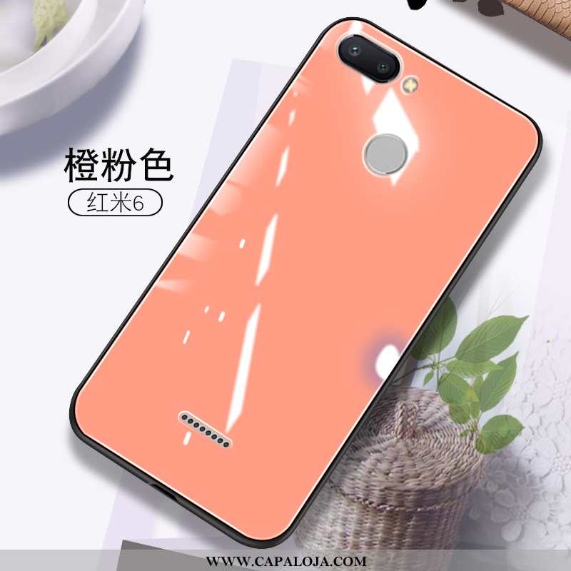 Capas Xiaomi Redmi 6 Soft Vidro Feminino Malha Laranja, Capa Xiaomi Redmi 6 Protetoras Baratos