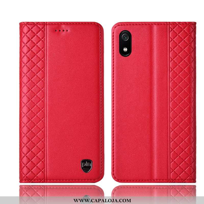 Capas Xiaomi Redmi 7a Couro Genuíno Telinha Telemóvel Primavera Vermelho, Capa Xiaomi Redmi 7a Prote