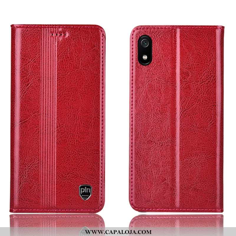 Capas Xiaomi Redmi 7a Protetoras Telemóvel Vermelha Antiqueda Castanho, Capa Xiaomi Redmi 7a Couro L