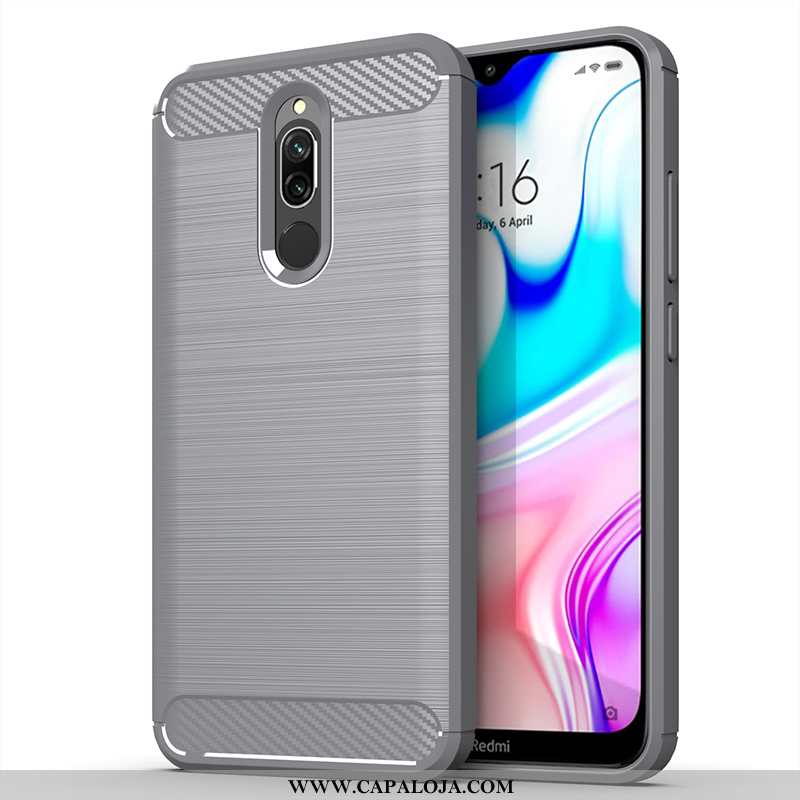 Capas Xiaomi Redmi 8 Silicone Masculino Soft Cinza, Capa Xiaomi Redmi 8 Fosco Promoção