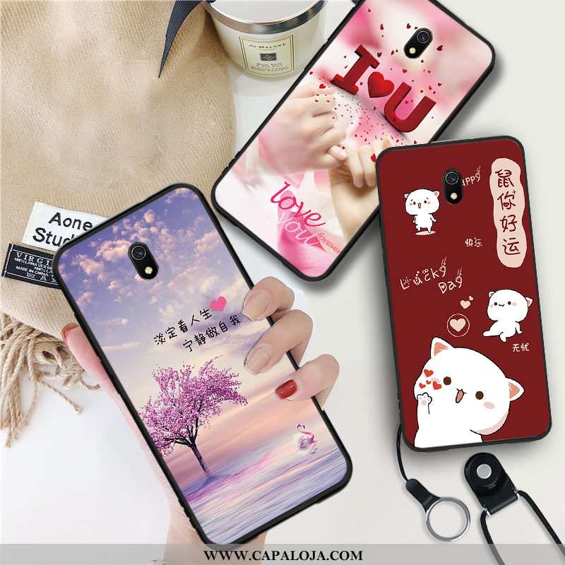 Capas Xiaomi Redmi 8a Fosco Vermelha Silicone Pequena Vermelho, Capa Xiaomi Redmi 8a Desenho Animado