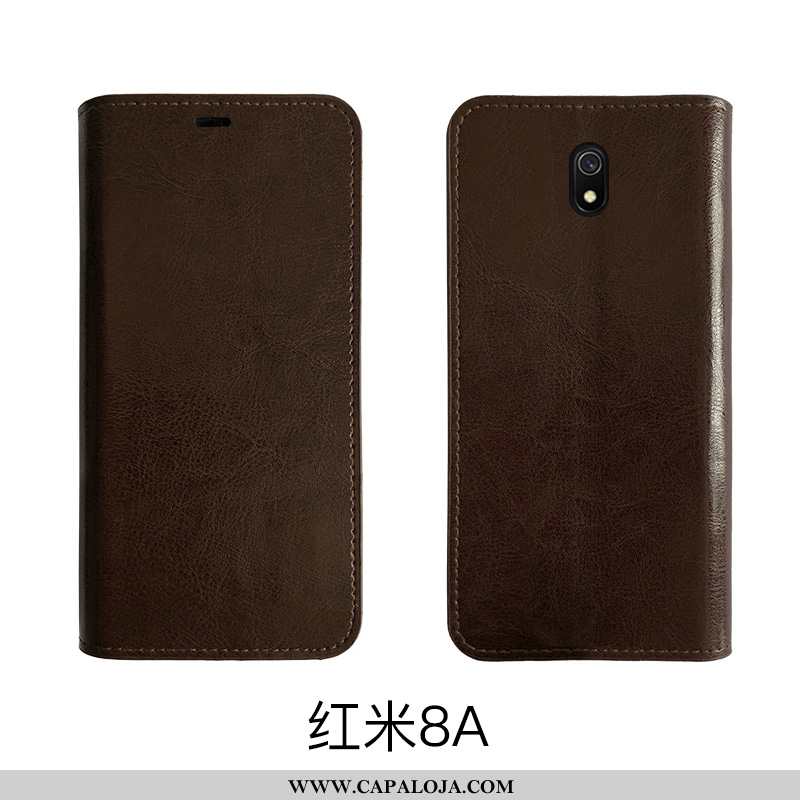 Capas Xiaomi Redmi 8a Protetoras Telemóvel Feminino Vaca Castanho, Capa Xiaomi Redmi 8a Couro Legiti