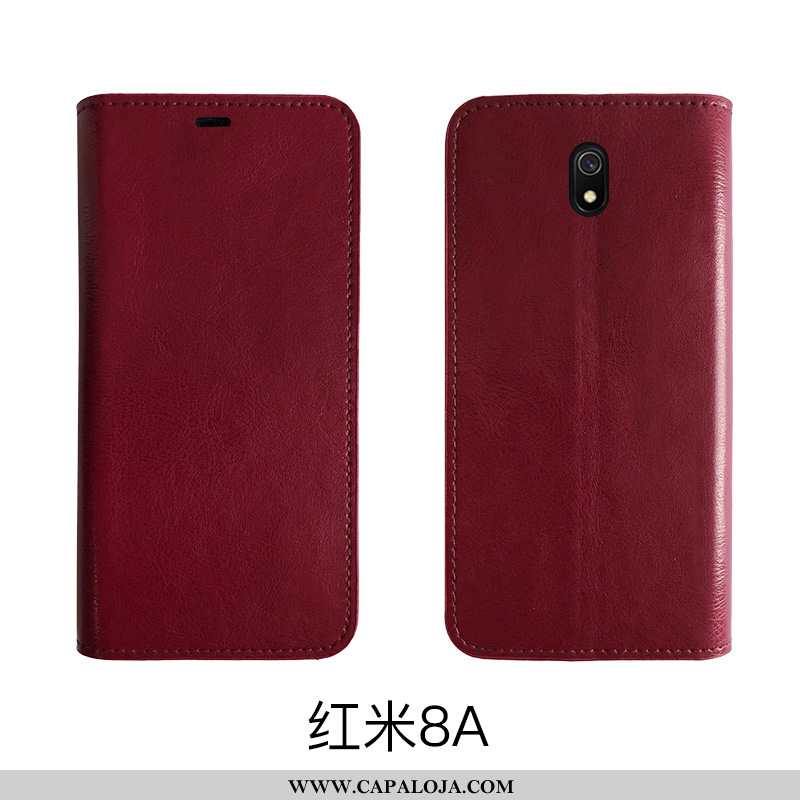 Capas Xiaomi Redmi 8a Protetoras Telemóvel Feminino Vaca Castanho, Capa Xiaomi Redmi 8a Couro Legiti