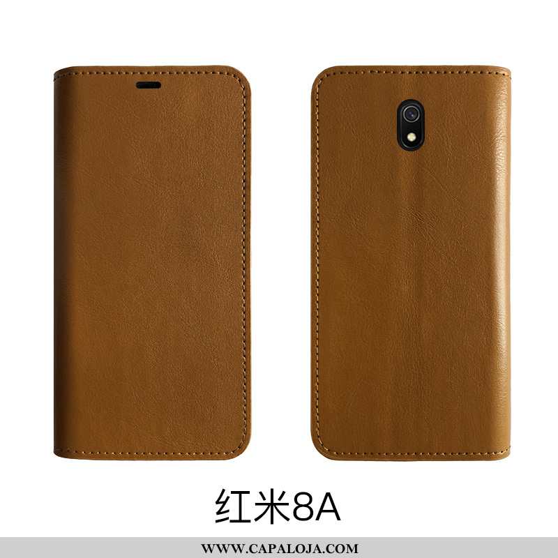 Capas Xiaomi Redmi 8a Protetoras Telemóvel Feminino Vaca Castanho, Capa Xiaomi Redmi 8a Couro Legiti