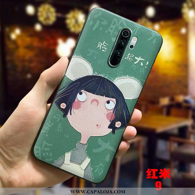 Capas Xiaomi Redmi 9 Desenho Animado Feminino Cases Coração Verde, Capa Xiaomi Redmi 9 Fofas Baratas