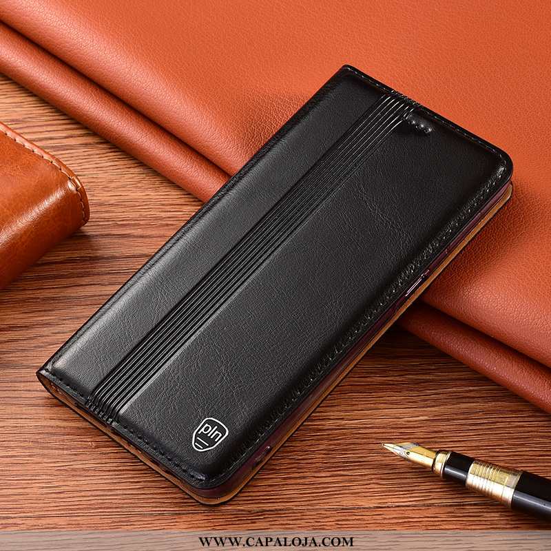 Capas Xiaomi Redmi 9a Couro Legitimo Pequena Vermelha Cover Preto, Capa Xiaomi Redmi 9a Protetoras P