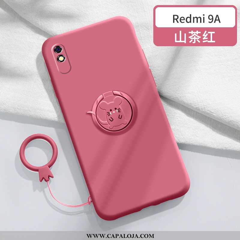 Capas Xiaomi Redmi 9a Slim Completa Vermelha Suporte Verde, Capa Xiaomi Redmi 9a Tendencia Venda