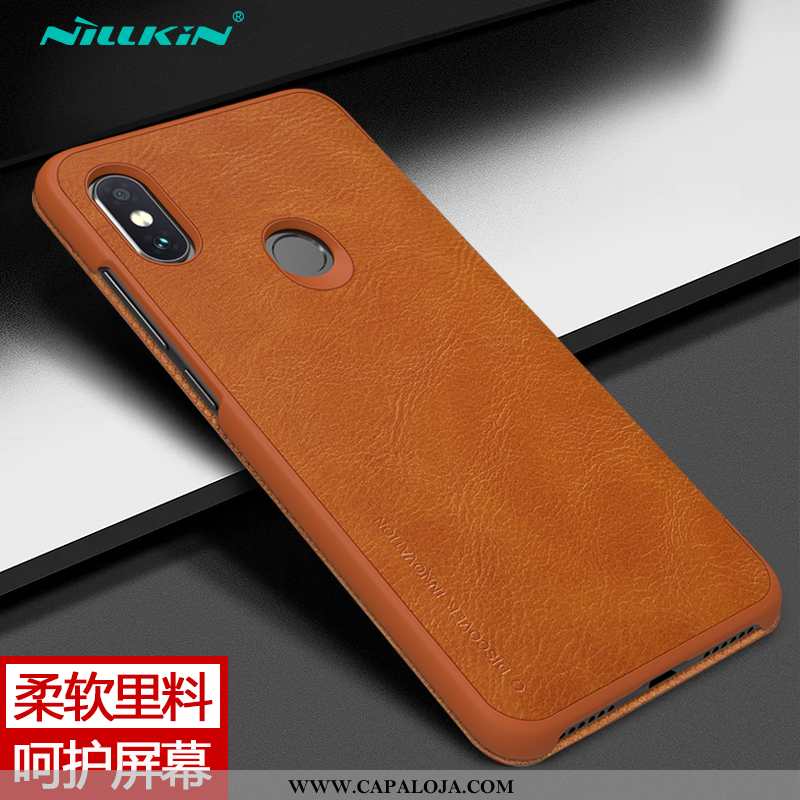 Capas Xiaomi Redmi Note 6 Pro Couro Cover Pequena Cases Castanho, Capa Xiaomi Redmi Note 6 Pro Prote