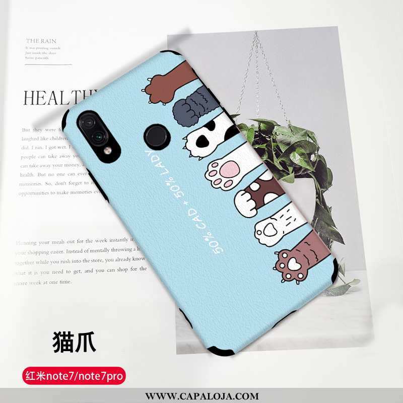 Capas Xiaomi Redmi Note 7 Desenho Animado Gato Soft Couro Verde, Capa Xiaomi Redmi Note 7 Fofas Vend