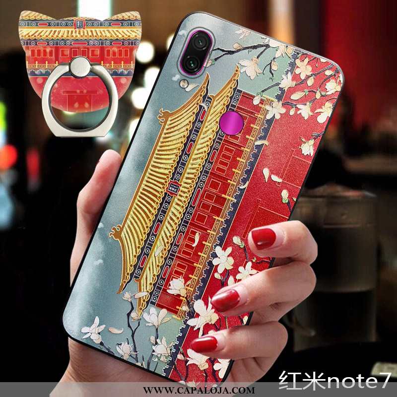 Capas Xiaomi Redmi Note 7 Retro Palace Silicone Midi Vermelho, Capa Xiaomi Redmi Note 7 Tendencia Ba