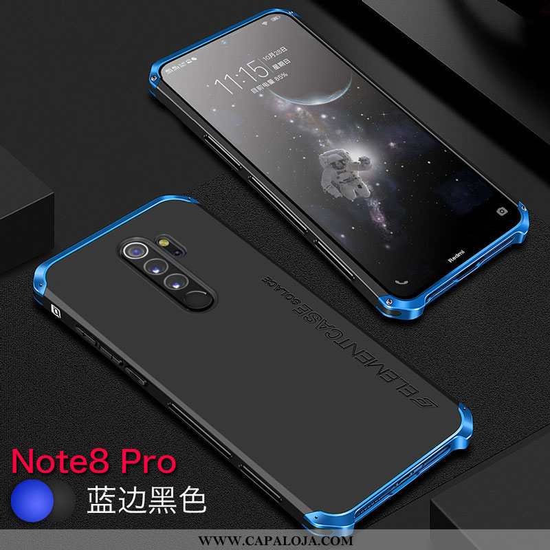 Capas Xiaomi Redmi Note 8 Pro Metalasse Pequena Masculino Completa Preto, Capa Xiaomi Redmi Note 8 P