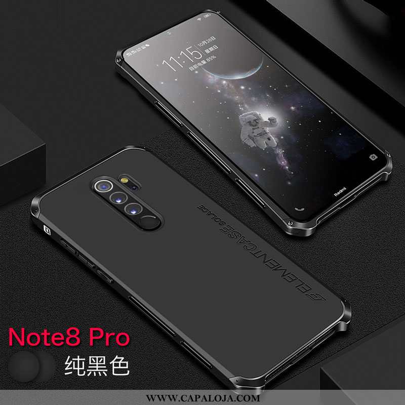 Capas Xiaomi Redmi Note 8 Pro Metalasse Pequena Masculino Completa Preto, Capa Xiaomi Redmi Note 8 P