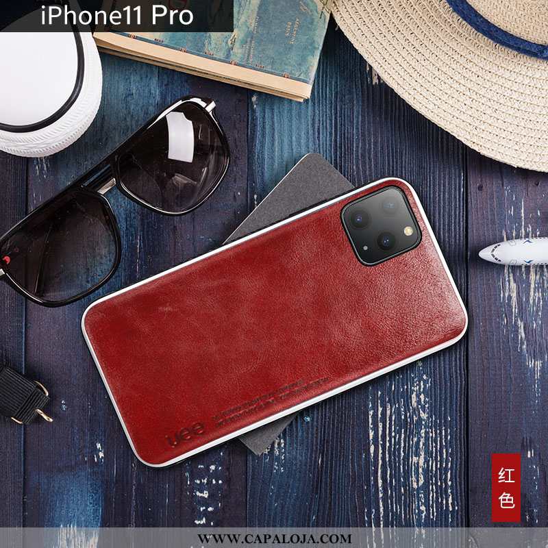 Capas iPhone 11 Pro Couro Genuíno Tendencia Feminino Cases Vermelho, Capa iPhone 11 Pro Couro Barato