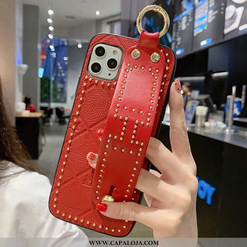 Capas iPhone 11 Pro Estiloso Rosto Oval Cases Couro Legitimo Vermelho, Capa iPhone 11 Pro Criativas 