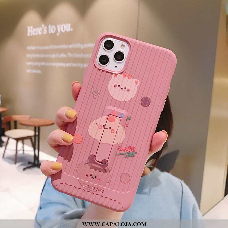 Capas iPhone 11 Pro Silicone Antiqueda Suporte Criativas Rosa, Capa iPhone 11 Pro Personalizada Bara