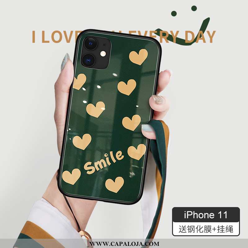 Capas iPhone 11 Tendencia De Grau Verde Premium, Capa iPhone 11 Vidro Baratos