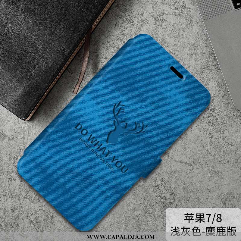 Capas iPhone 7 Couro Telemóvel Feminino Minimalista Azul, Capa iPhone 7 Soft Comprar