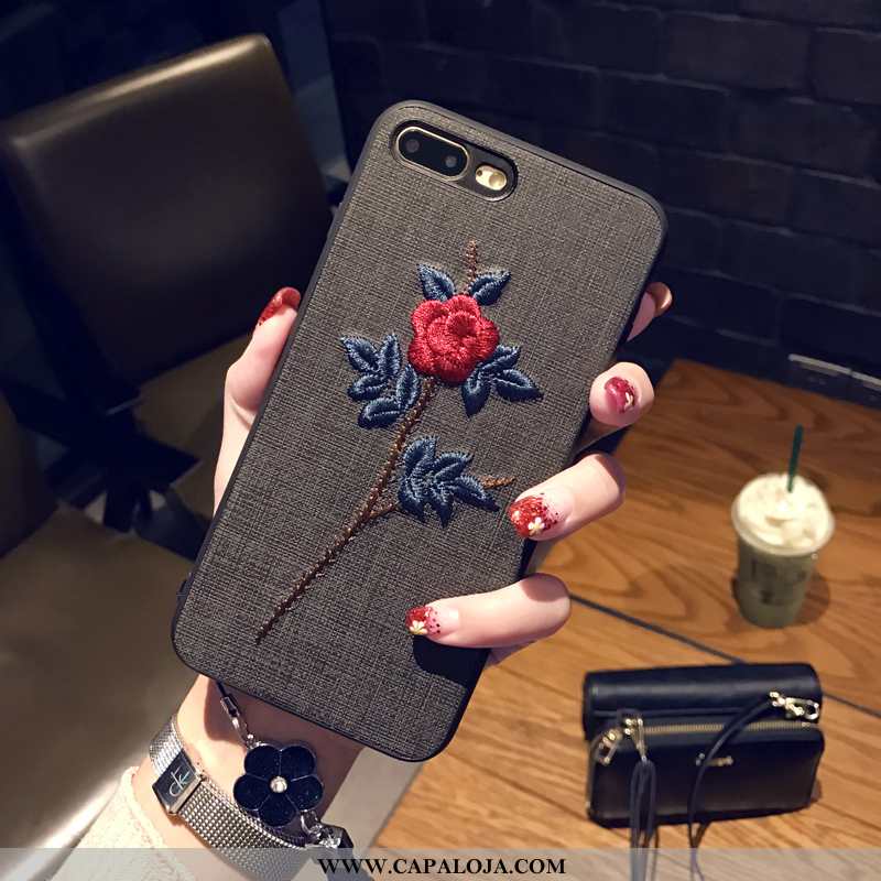 Capas iPhone 8 Plus Personalizado Cases Florais Preto, Capa iPhone 8 Plus Soft Venda