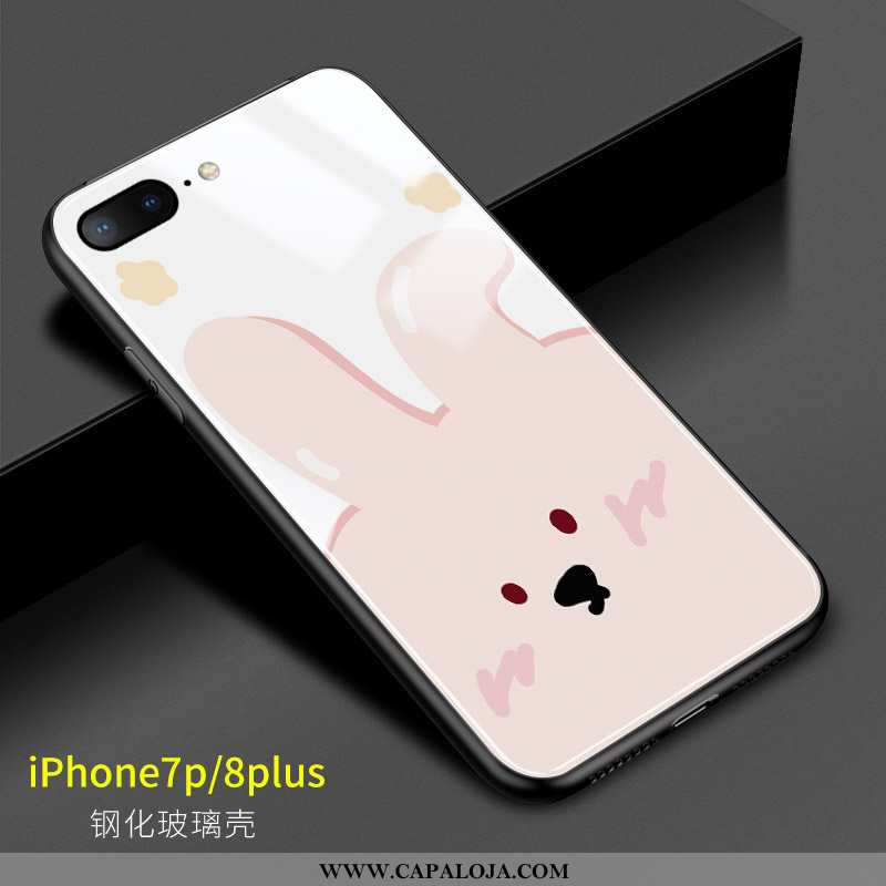 Capas iPhone 8 Plus Silicone Resistente Telemóvel Rosa Branco, Capa iPhone 8 Plus Vidro Venda