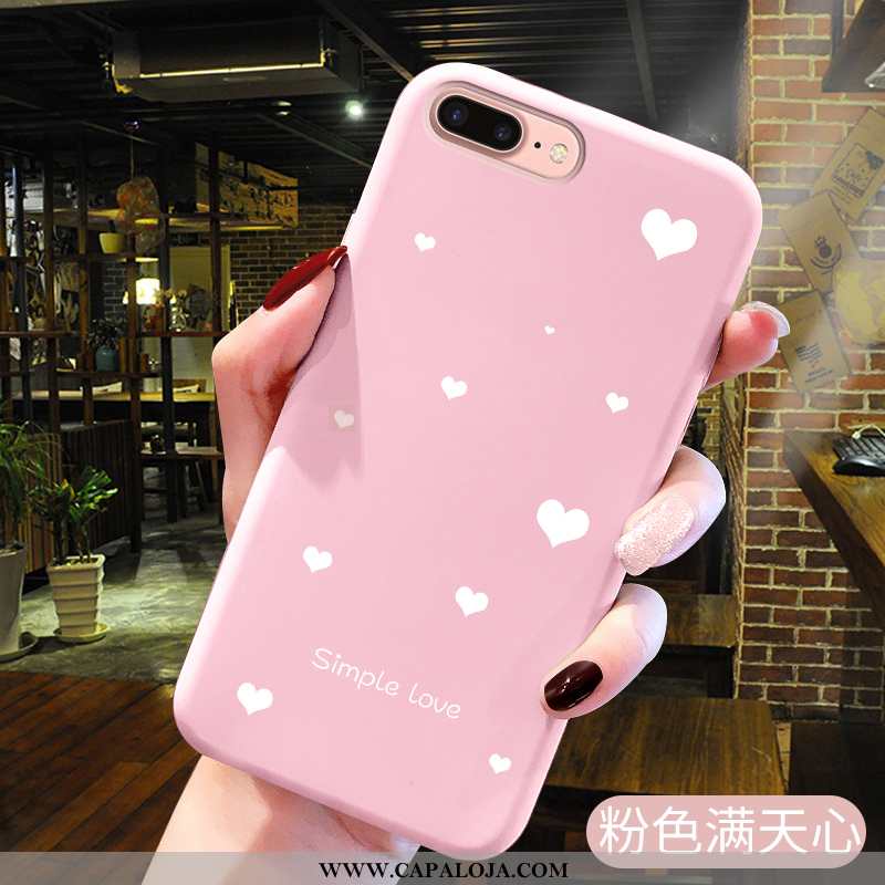 Capas iPhone 8 Plus Silicone Rosa Completa, Capa iPhone 8 Plus Tendencia Baratas