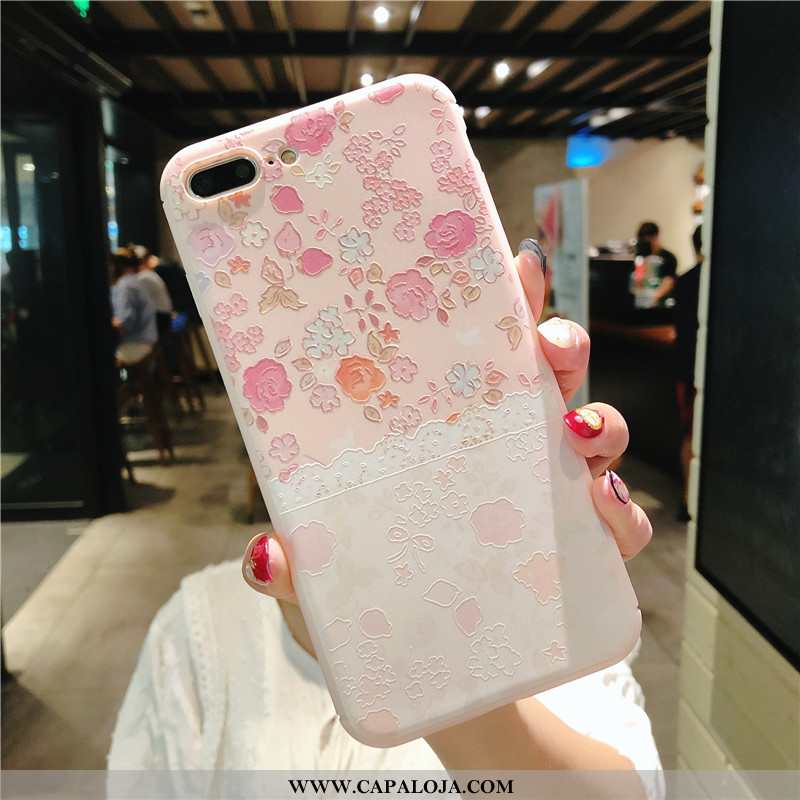 Capas iPhone 8 Plus Soft Rosa Telemóvel Floral, Capa iPhone 8 Plus Silicone Barato