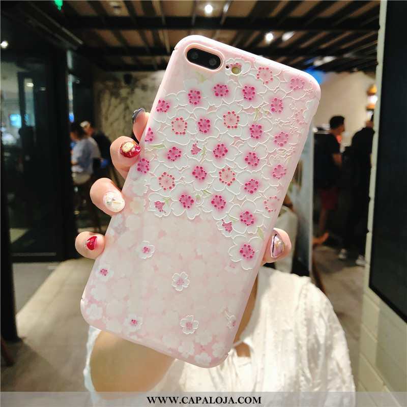 Capas iPhone 8 Plus Soft Rosa Telemóvel Floral, Capa iPhone 8 Plus Silicone Barato