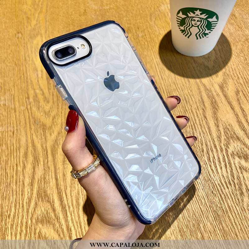 Capas iPhone 8 Plus Tendencia Completa Quadriculada Silicone Verde, Capa iPhone 8 Plus Protetoras Ba