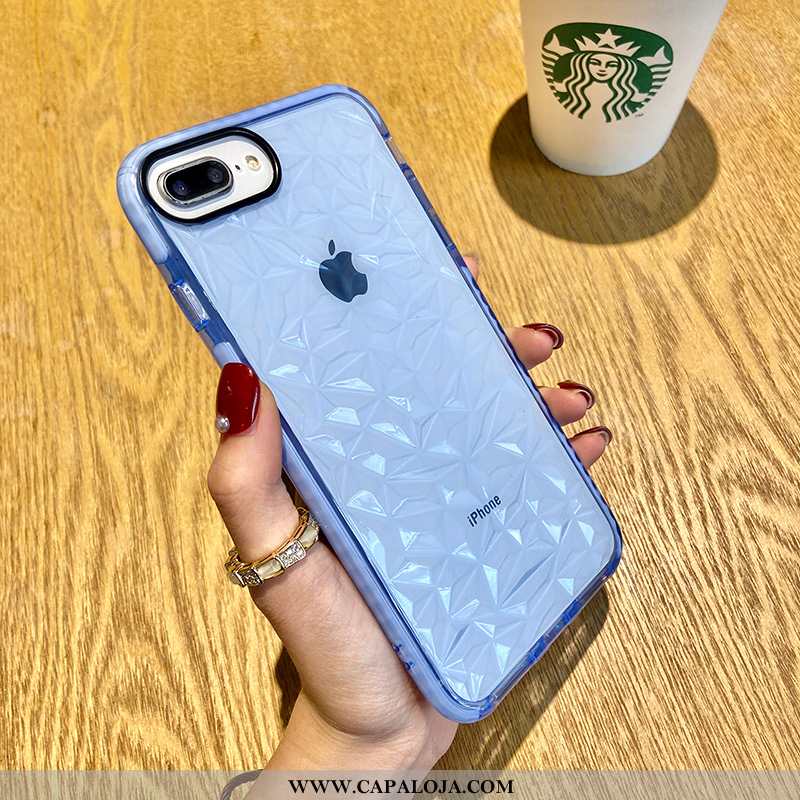 Capas iPhone 8 Plus Tendencia Completa Quadriculada Silicone Verde, Capa iPhone 8 Plus Protetoras Ba